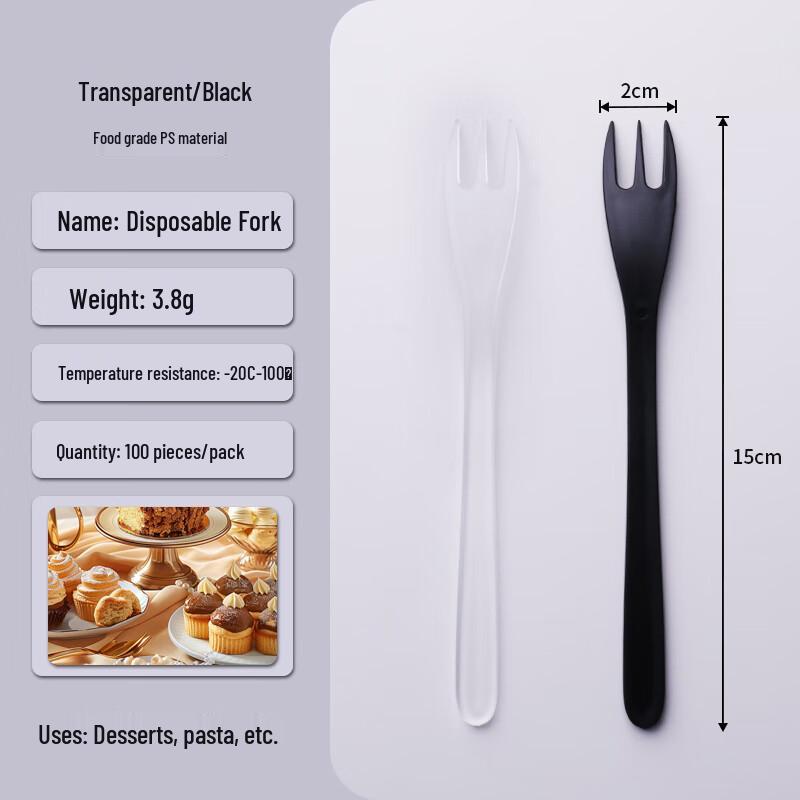 Individually Wrapped Disposable Black Plastic Dessert Forks