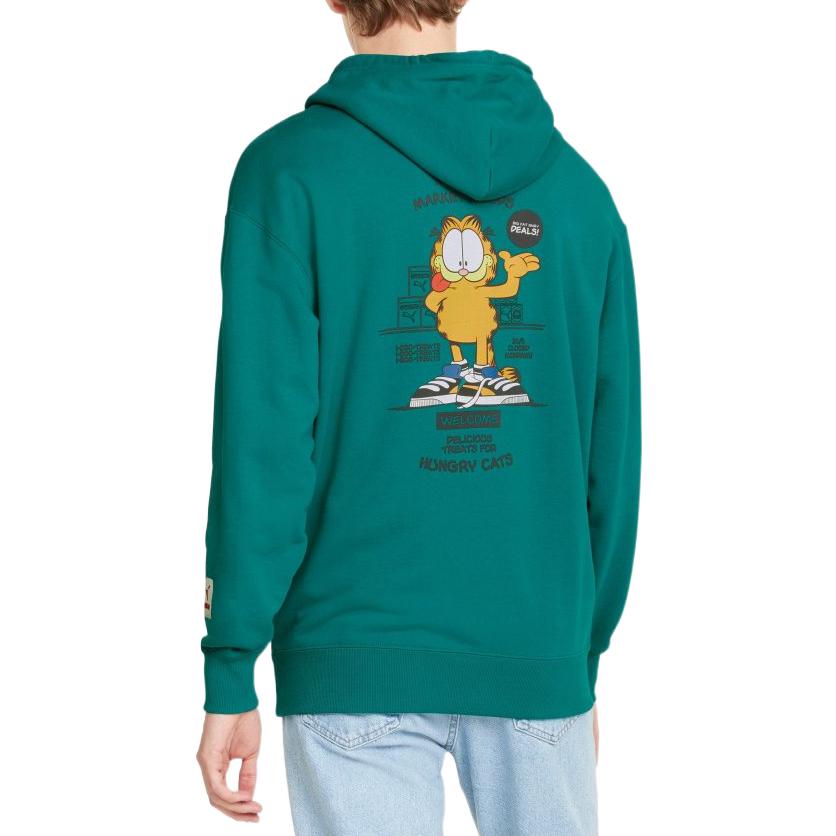 Puma Garfield Cartoon Print Hoodie Men Tops Lake-Green 534435-86