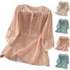 Fashion Women's Shirt Five-quarter Sleeve Spring And Summer Loose Top Embroidered Shirt