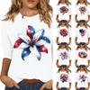 3/4 Sleeve Tops For Women T-Shirt Casual Print Tops T Shirt Round Neck Pullover Blouse