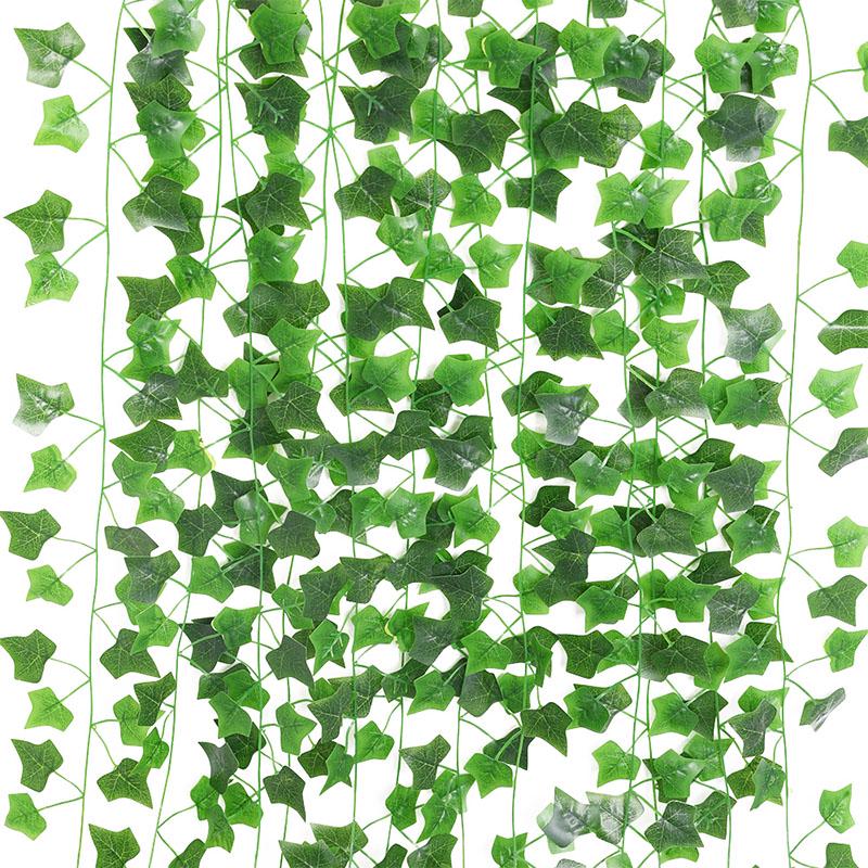 Зеленая искусственная виноградная лоза для декора стен в помещении и на балконе
