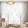 Элегантная белая кружевная прозрачная занавеска с цветочным узором - полупрозрачная полиэстеровая ткань для гостиной, спальни или балкона