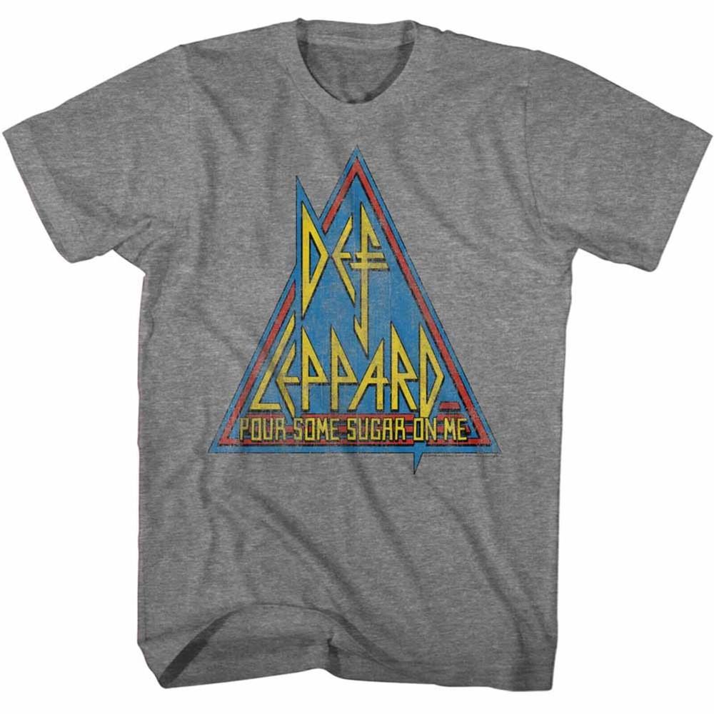 DEF LEPPARD CD ЛОГО Pour Some Sugar ПЕРВИЧНЫЙ ТРЕУГОЛЬНИК Официальная Серая РУБАШКА XL новая Унисекс Футболка