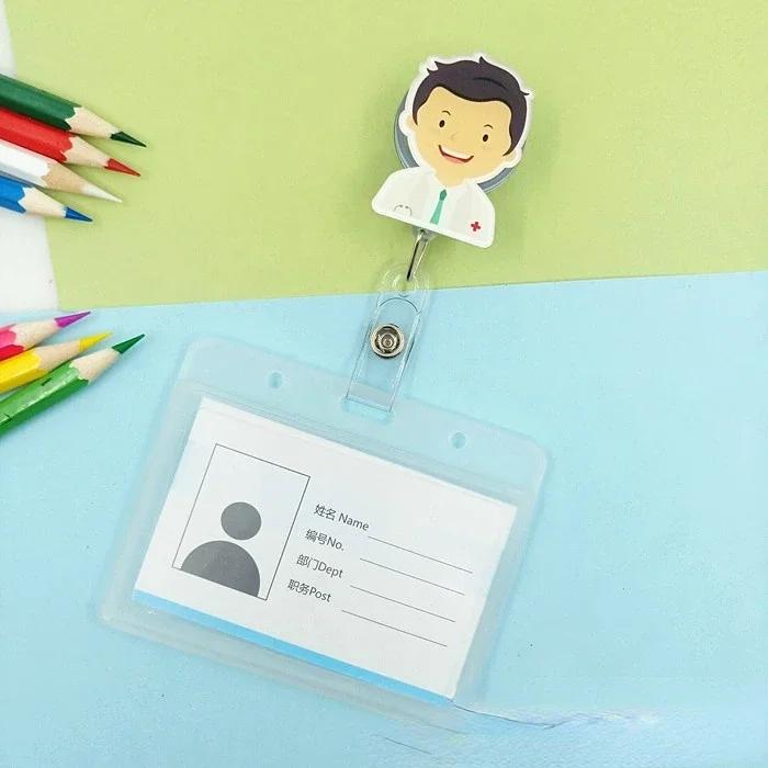 Прозрачный пластиковый чехол для ID-карты врача, медсестры, значка, держатель для значка с вытяжным шнуром, чехол, защитный чехол