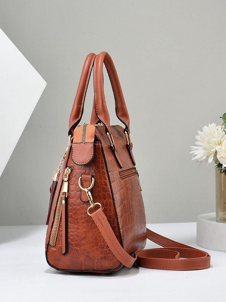 2024 Женский комплект сумок для матери и ребенка с крокодиловым узором: Вместительная, модная сумка через плечо на одно плечо