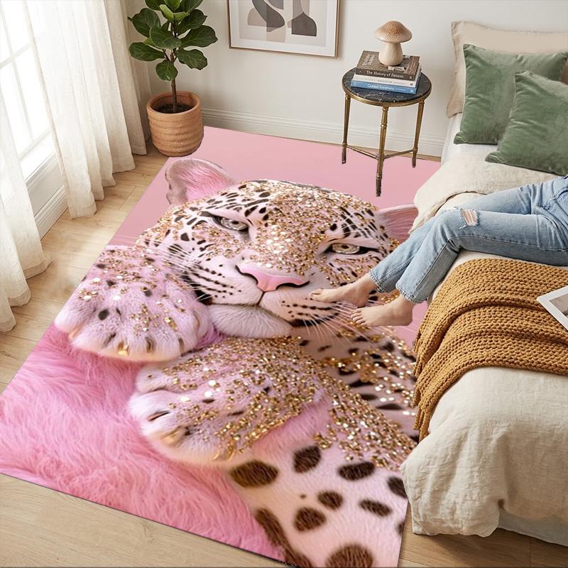Glitter Leopard Living Room Nonslip Area Rug Soft Carpet For Bedroom Game Playroom Sofa Office Home Decor Doormat Christmas Gift C926202