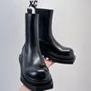 Модные дизайнерские кожаные ботильоны челси женские нескользящие на толстой подошве ботинки на платформе для мужчин в стиле панк мотоциклетные ботинки боты женские