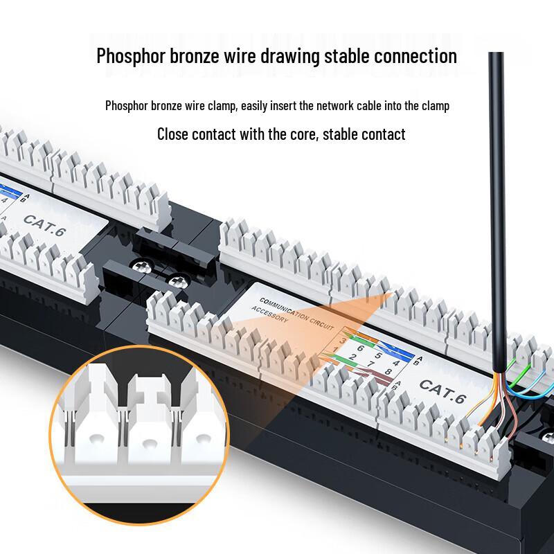 Ugreen NW126 CAT5E 24-портовая 1U Патч-панель для монтажа в стойку с позолоченными контактами