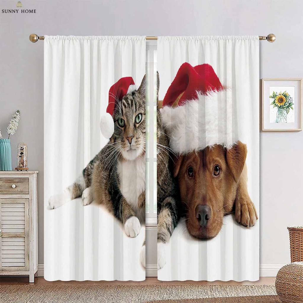 Шторы с рисунком лесных животных из мультфильмов, подходящие для гостиной, кухни, детской комнаты, декоративные шторы, 2 шт.