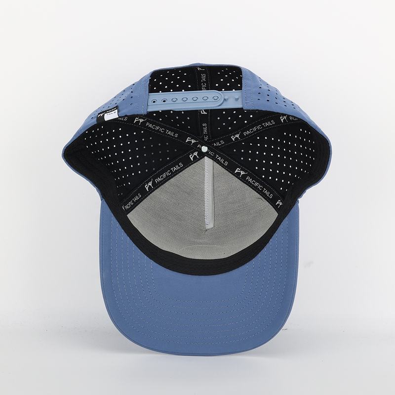 Factory Direct Sporty 5-Panel Mesh Vented Fishing Hat 100% Polyester Adjustable Pacific Tails Offshore Series Baseball Cap OEM