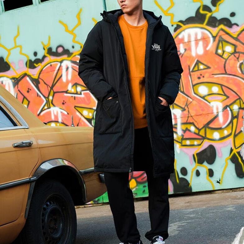 Vans Теплая длинная куртка-пуховик с капюшоном унисекс верхняя одежда черного цвета VN0A5H6SBLK