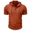2024 Cross-Border Men's Short-Sleeve Henley Hoodie T-Shirt - European & American Style Fitness Top