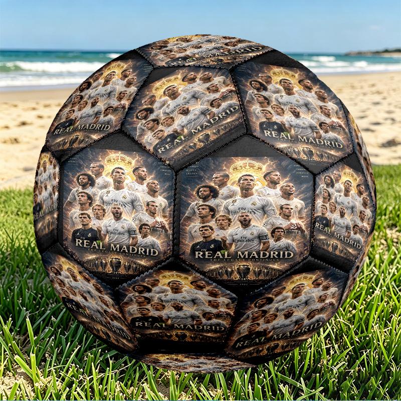 Футбольный мяч Real Madrid, размер 5, с принтом, из износостойкого полиуретана, для матчей, тренировок и ежедневной практики, подарок на день рождения для футбольных фанатов
