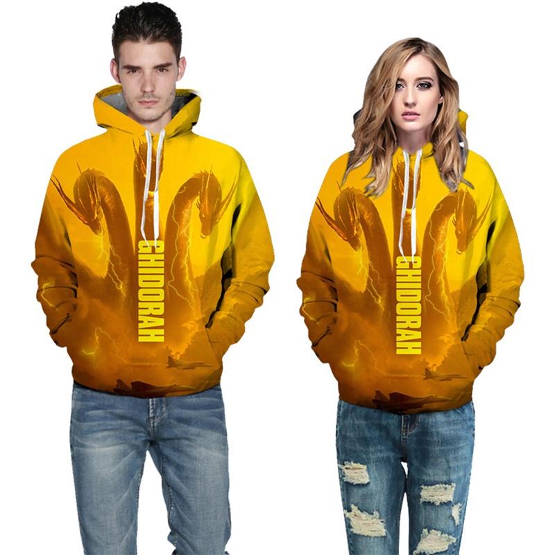 Роскошное новое худи с 3D-принтом Годзиллы Короля Монстров для мужчин и женщин