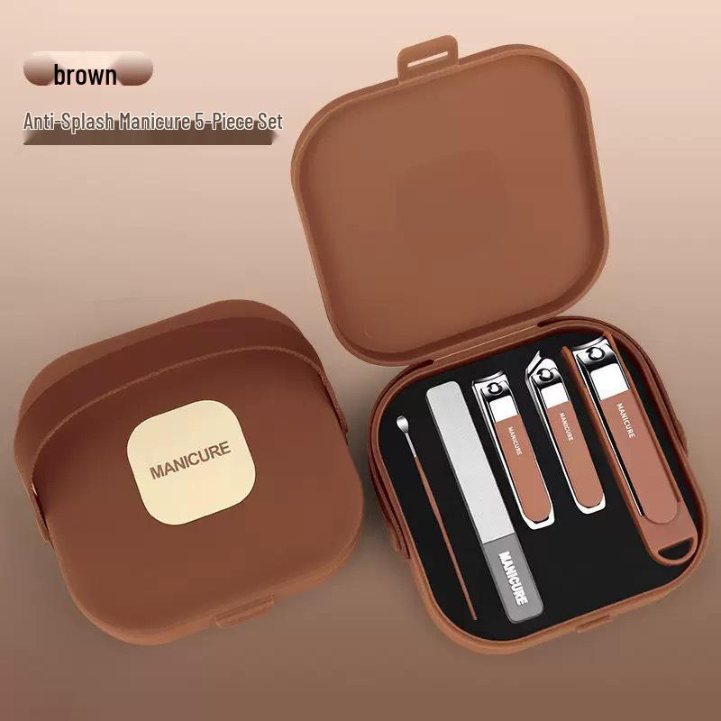 2025 Portable Anti-Splash Carbon Steel Nail Clippers & Ear Pick Set for Men's Manicure