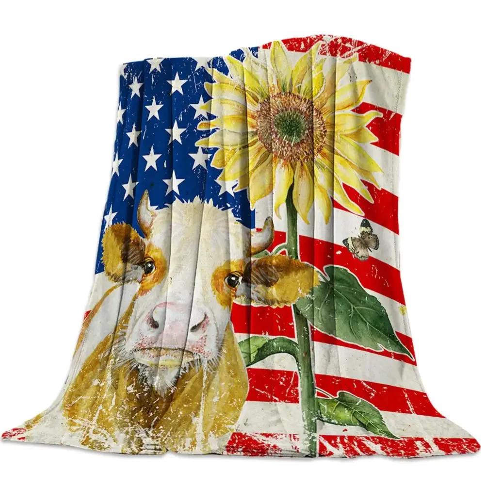 Cow Pattern Flannel Fleece Bed Blanket Bedspread Coverlet Bed Cover Soft Lightweight Warm Cozy Throw Blankets Queen King Size