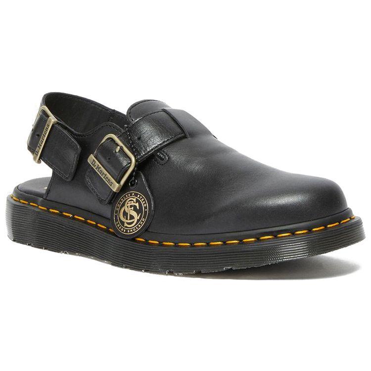 Dr. Martens Черные кожаные кроссовки унисекс Jorge Made in England с ремешком на пятке 27493001