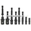 8-Piece Black Hexagonal Handle Electric Screwdriver Set with 3-Piece Steel Ball and Rivet Rod Conversion Sleeves