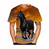 Summer Round Neck 3D Horse Pattern Print Top Fashionable Casual Short Sleeved Men's T-shirts
