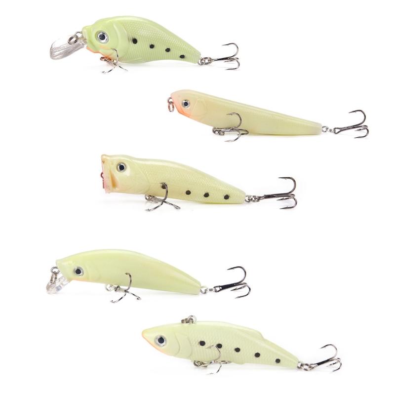 5 шт. Светящиеся в темноте Рыболовные снасти Блесны Рыболовные приманки Воблеры Приманки на рыбу Искусственные Жесткие приманки Воблер-крэнкбейт