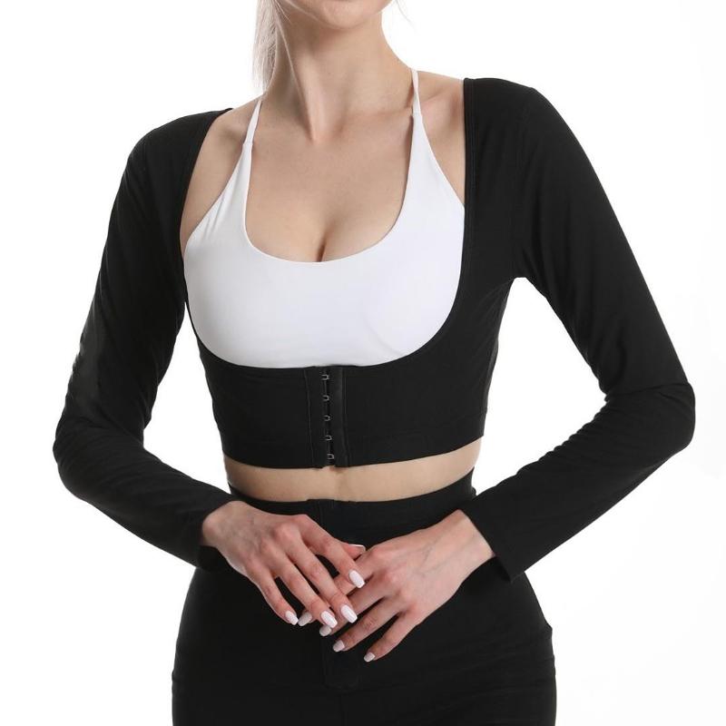 Женская футболка с длинными рукавами для похудения рук, полимерный спортивный жилет для сауны, майки для тренировок, корректирующее белье, триммер для рук, тренажер для талии, компрессионные рукава