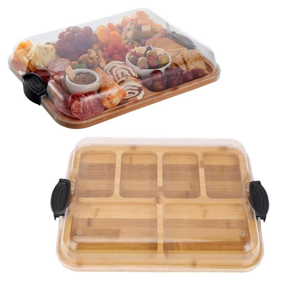Transparent Acrylic Lid Cheese Tray Square Snack Service Trays Biscuit Snacks Platter  Holiday