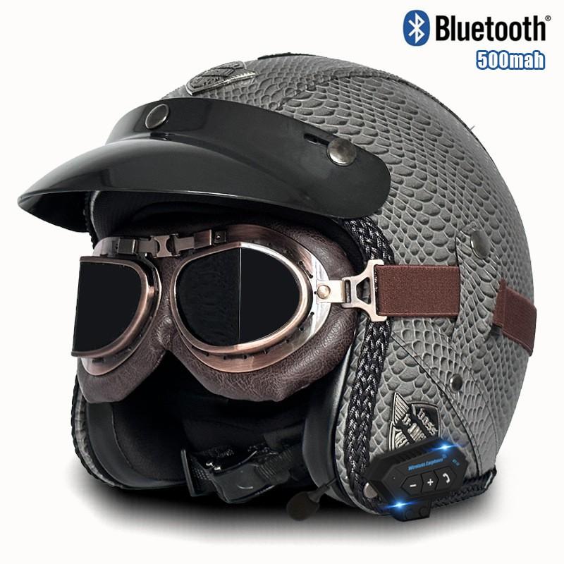 3C Certified Retro Style 3/4 Motorcycle Helmet Men Women ABS Half With Bluetooth Compatible Visor Options