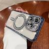 Роскошный блестящий чехол Magsafe для iPhone 11 12 13 14 15 16 Pro Max Plus Прозрачный магнитный бампер Бриллиантовая накладка