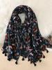 Spain Fashion Daisy Floral Tassel Viscose Shawl Scarf Lady Print Soft Pashmina Stole Wrap Snood Bufandas Muslim Hijab Sjaal