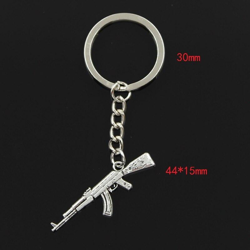 Keychain 44x15mm Machine Gun Assault Rifle Ak-47 Pendants DIY Men Jewelry Car Key Chain Ring Holder Souvenir For Gift