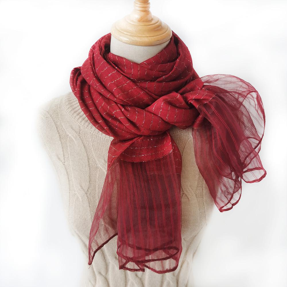 New Style Silk Scarf for Women Spring and Autumn Mulberry Silk Scarf for Women Gold Thread Cheongsam Shawl for Headscarf