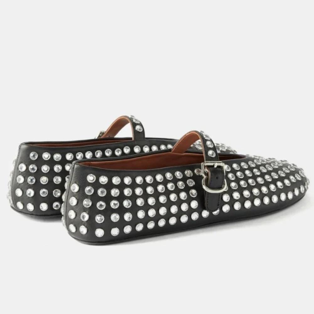 Newest 2024 Designer Shoes Water Diamond Rivet Mary Jane Ballet Shoe Women Flat and Comfortable Ballet Shoes for Women Lolita Shoes
