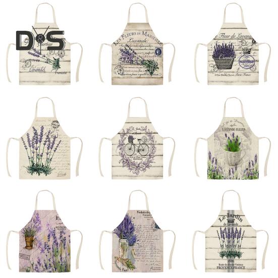Sleeveless Apron Stain Repellent Linen Strong Absorbent Cactus Pattern Cooking Bib Kitchen Supplies