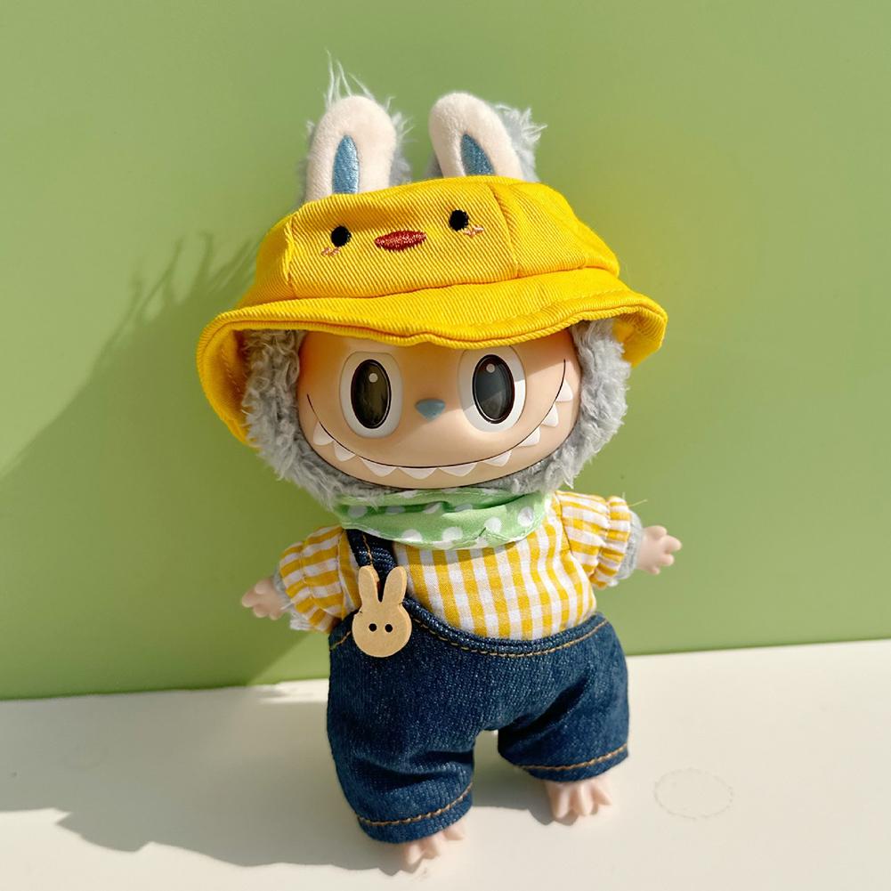 For Labubu 17cm Dolls Clothes Plush Cartoon Set No Doll Doll Outfit Kawaii Dolls Dress Up Skirt Suit DIY Gift for Girls Kids