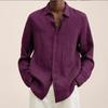 Autumn Long-sleeved V-neck Loose Button Cotton Linen Shirt Shirt Men's Fashion Casual Blouse Solid Colour Shirt