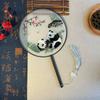 Creative Embroidered Silk Fan Cute Panda Embroidery Round Fan  Home Decorations