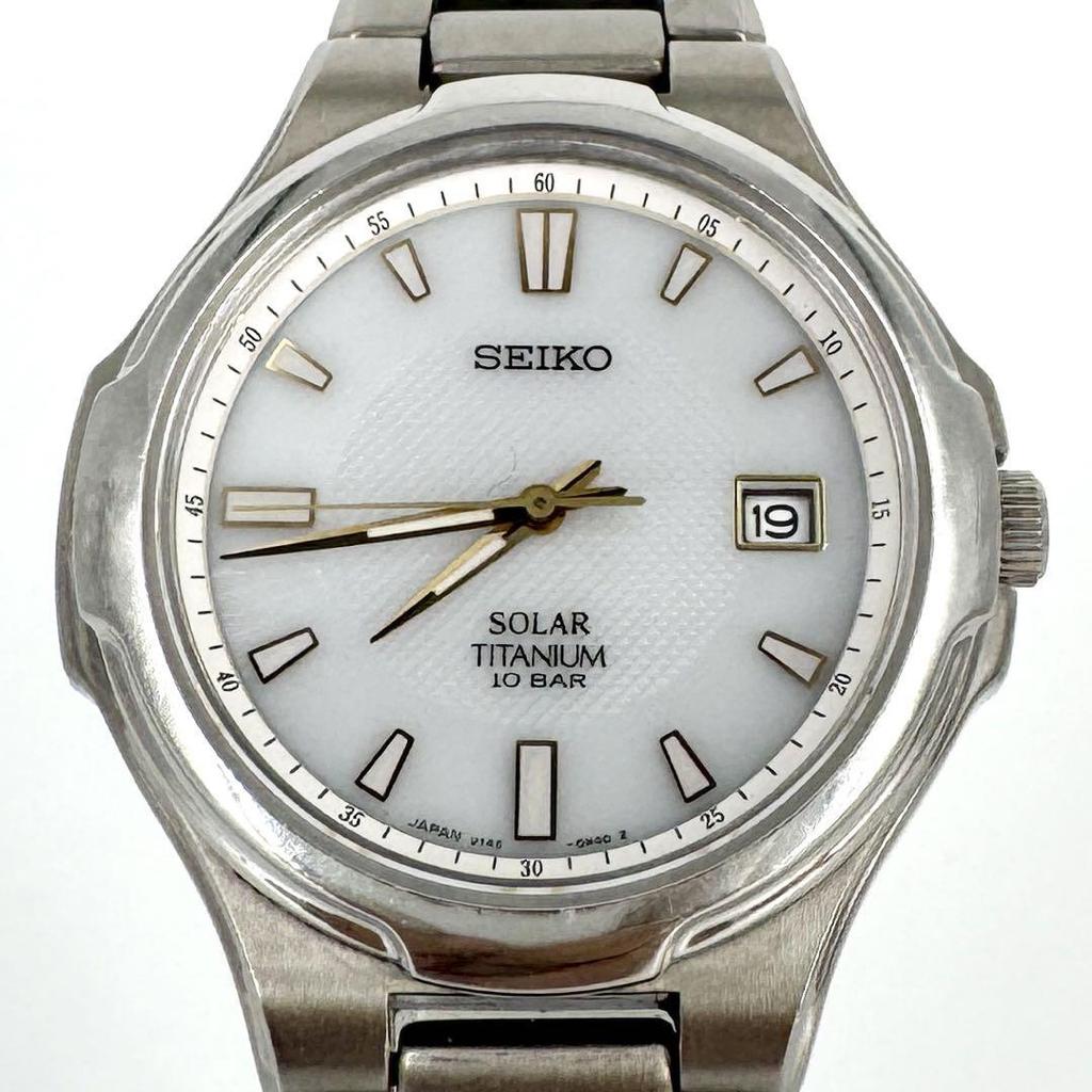 [USED] Working SEIKO Solar Titanium Date Silver Watch