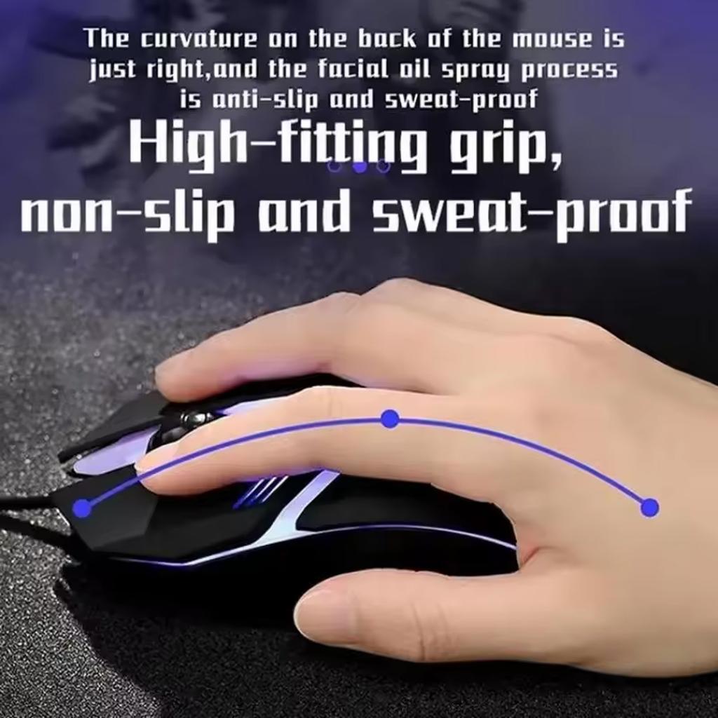 Игровая клавиатура и мышь Игровая клавиатура для ПК Клавиатура с RGB-подсветкой Резиновые колпачки клавиш Проводная английская клавиатура Мышь Игровая мышь
