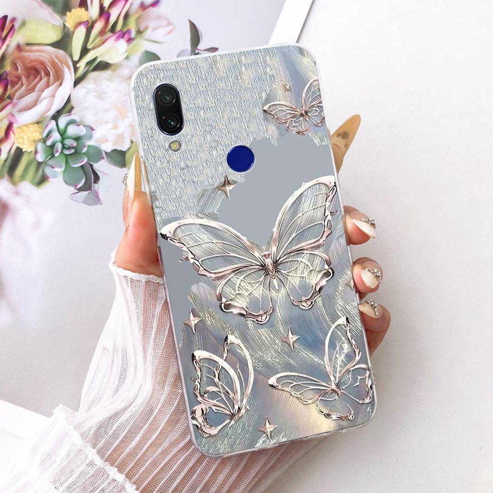 Case For Redmi 7 Cover Transparent Cute Cat Fashion Butterfly Funny Painted Casing M1810F6LI M1810F6LH M1810F6LG