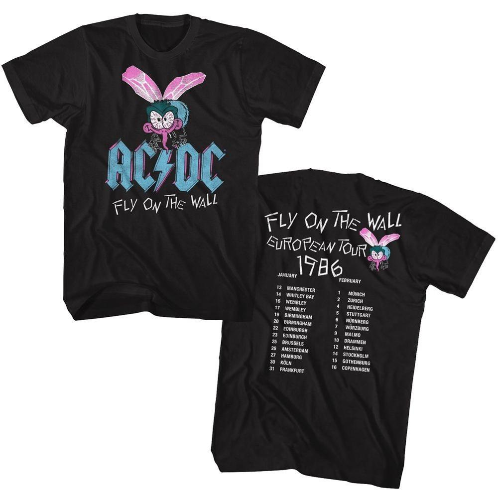 AC/DC Fly Wall Европейский тур Черная футболка музыкальной рок-н-ролл группы