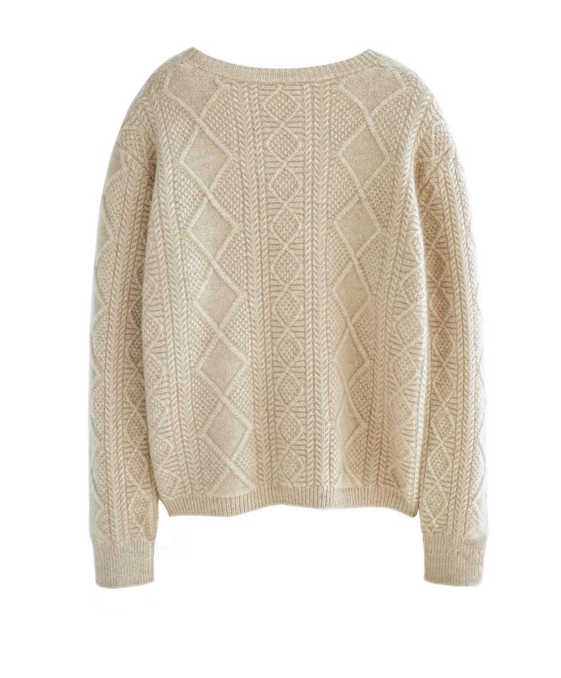 Women's 100% Pure Wool Cable Knit Cardigan – European Style, Thickened, Warm, Loose, Niche Design.