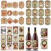Christmas Decorative Wine Bottle Labels With Vintage Design For Holiday Party Decor