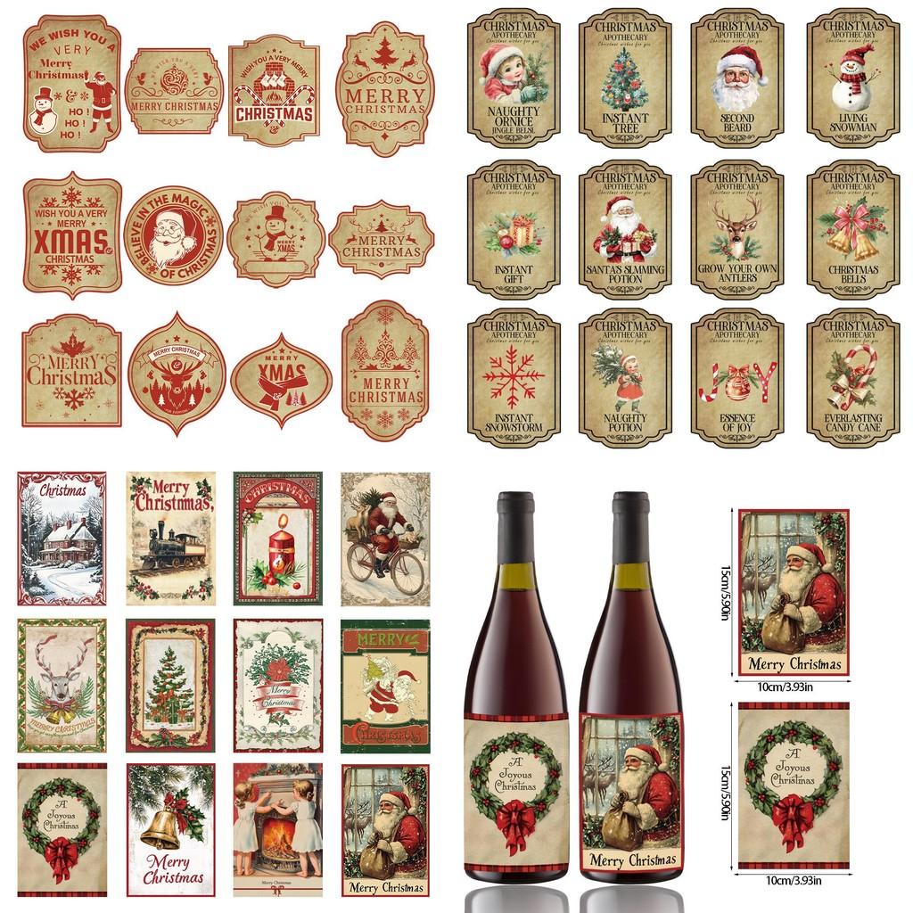 Christmas Decorative Wine Bottle Labels With Vintage Design For Holiday Party Decor