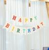 Color birthday party decoration set hanging birthday flag linen happy birthday sign