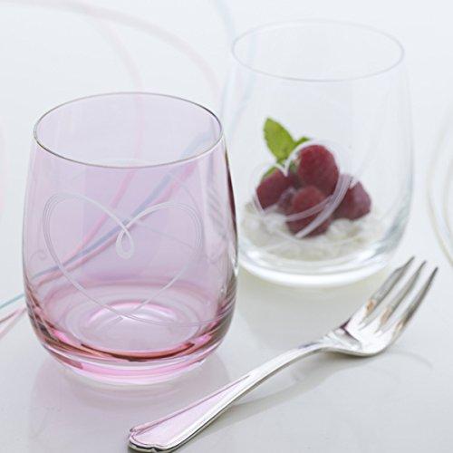 NARUMI Pair Glass Glass Works Heart Knot 250cc Pink Clear Set of 2 Cute Wedding Present Tumbler Free Glass with Gift Box Wrapped & GW4051-18250AAZ