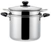 Yoshikawa Cook Look II Pasta Pot 22cm Glass Lid with Core Pot Fire Compatible Stainless Steel Made In Japan SJ2187 6.5L Two-handed IH/Gas