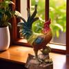 Resin Animal Figurine Rooster Statue, Auspicious Ornament, Farmhouse Chicken Decor Sculpture for Home Indoor Tabletop Garden Courtyard Ornament