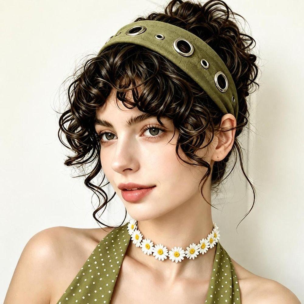 Sweet Style Rock Music Headband Hollowed Out Eyelets Vintage Headwrap Casual Wear