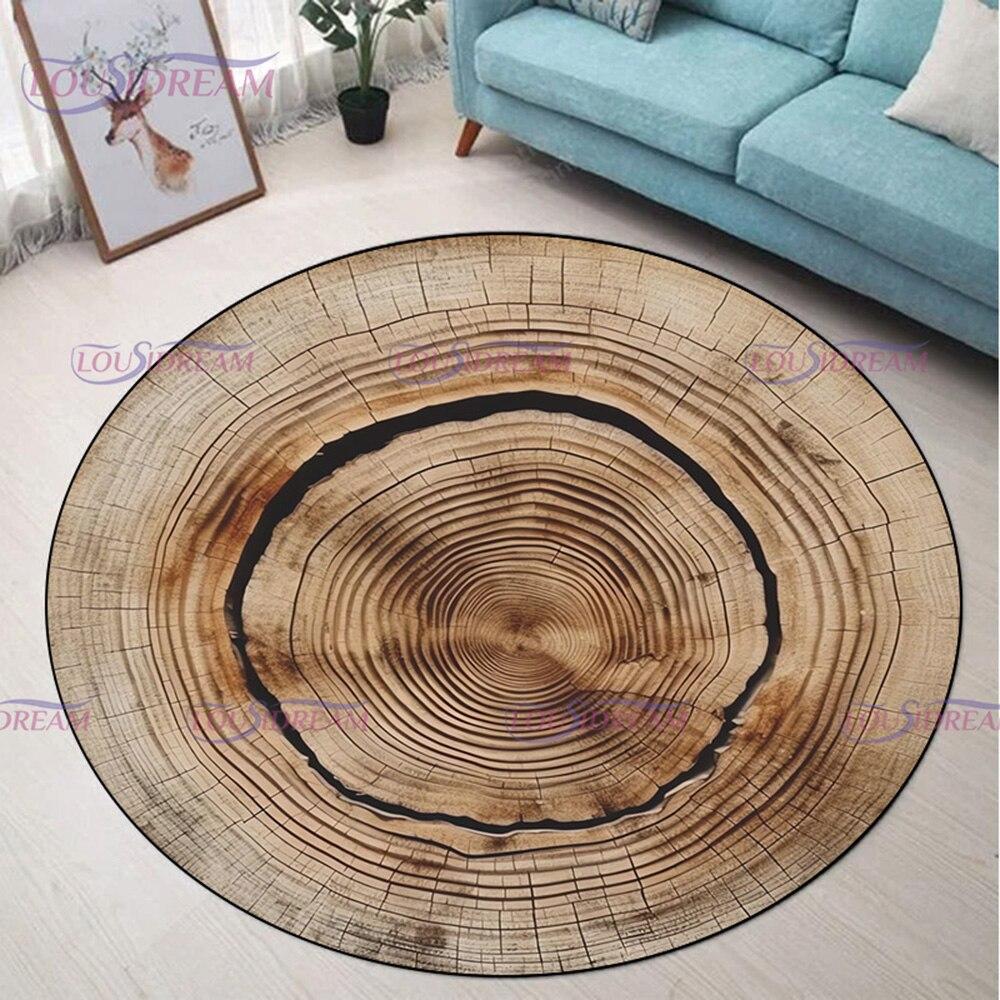 Сельский дом Кольца из дерева в деревенском стиле Коврик в деревенском стиле Круглый ковер Гостиная Спальня Коврики для ванной комнаты Современный домашний декор