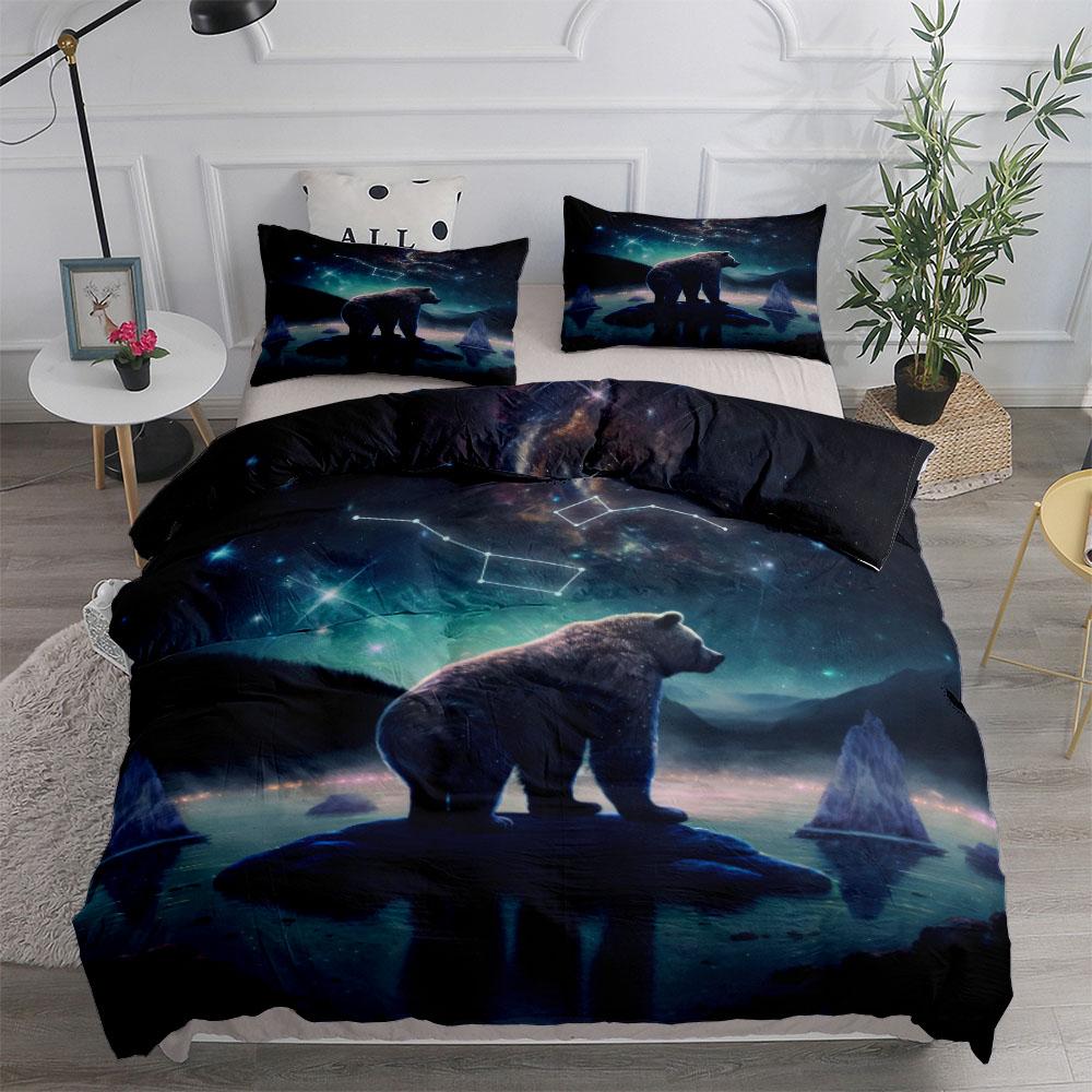 Винтажный комплект постельного белья с изображением дикого медведя и животных для защиты от диких животных, комплект постельного белья размера «king-size», комплект постельного белья «queen-size» для двуспальной кровати